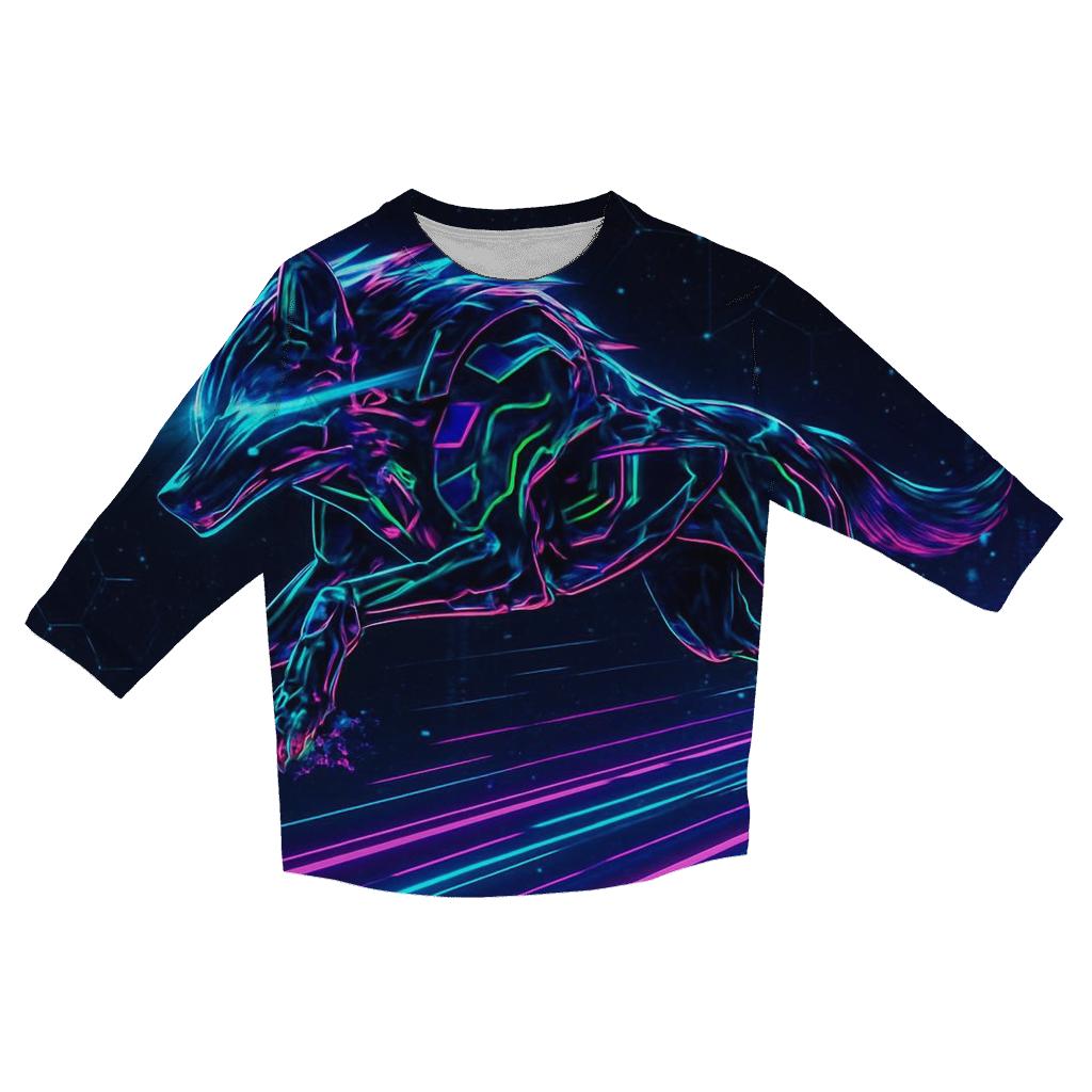 Celestial Circuit Wolf stylish quarter sleeve tops