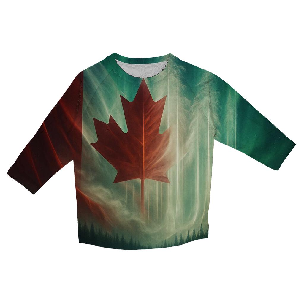 Aurora Over The Canadian Maple Flag custom 3/4 sleeve shirts