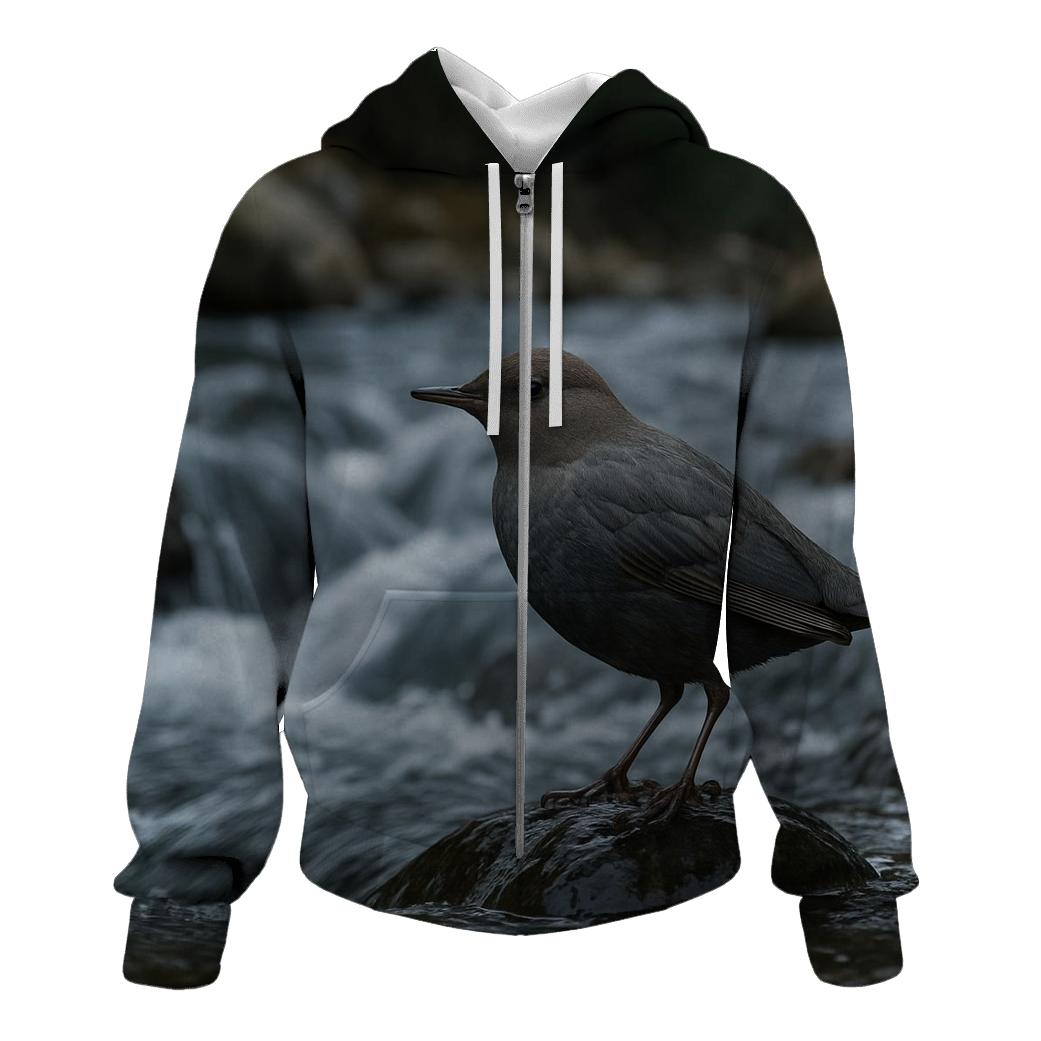 River Stone Pause American Dipper printed hoodies
