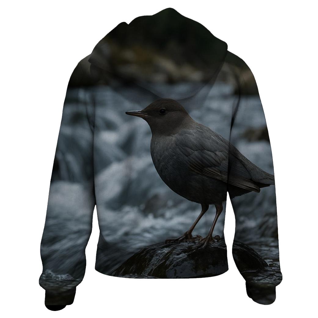 River Stone Pause American Dipper printed hoodies