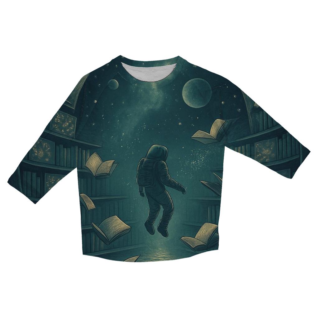 Lunar Library Of The Void casual three quarter sleeve shirts