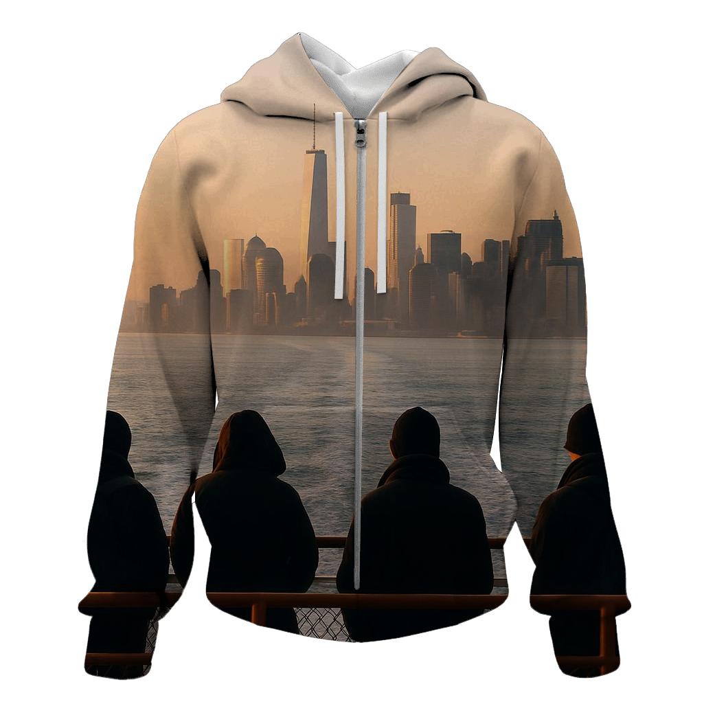 Sunrise From Staten Island Ferry Deck premium hoodies