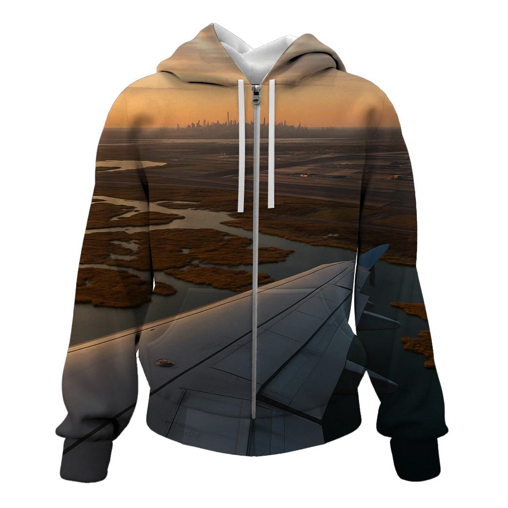Aerial Approach Over Jamaica Bay Skyline Distant custom hoodies