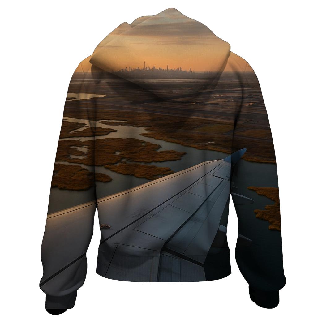 Aerial Approach Over Jamaica Bay Skyline Distant custom hoodies