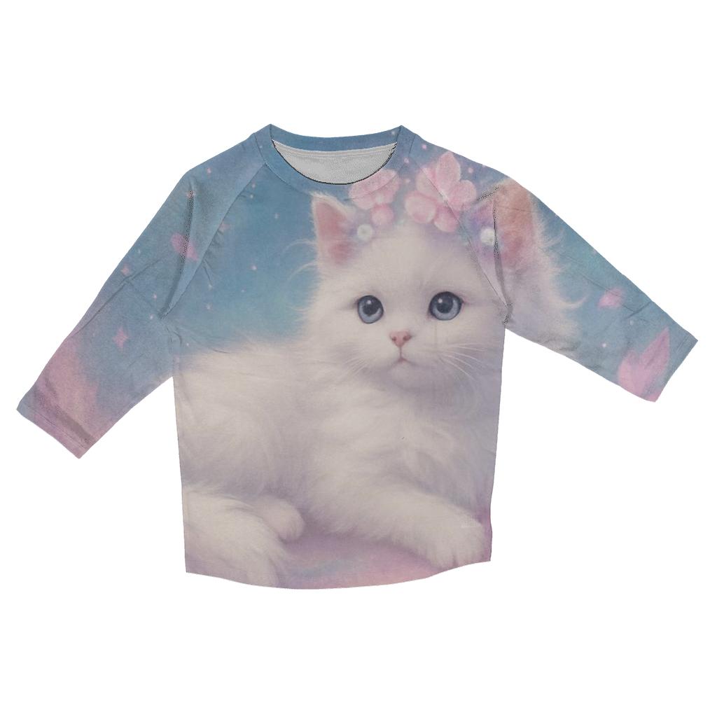 Nebula Flower Crown Dreamer Cat custom 3/4 sleeve shirts