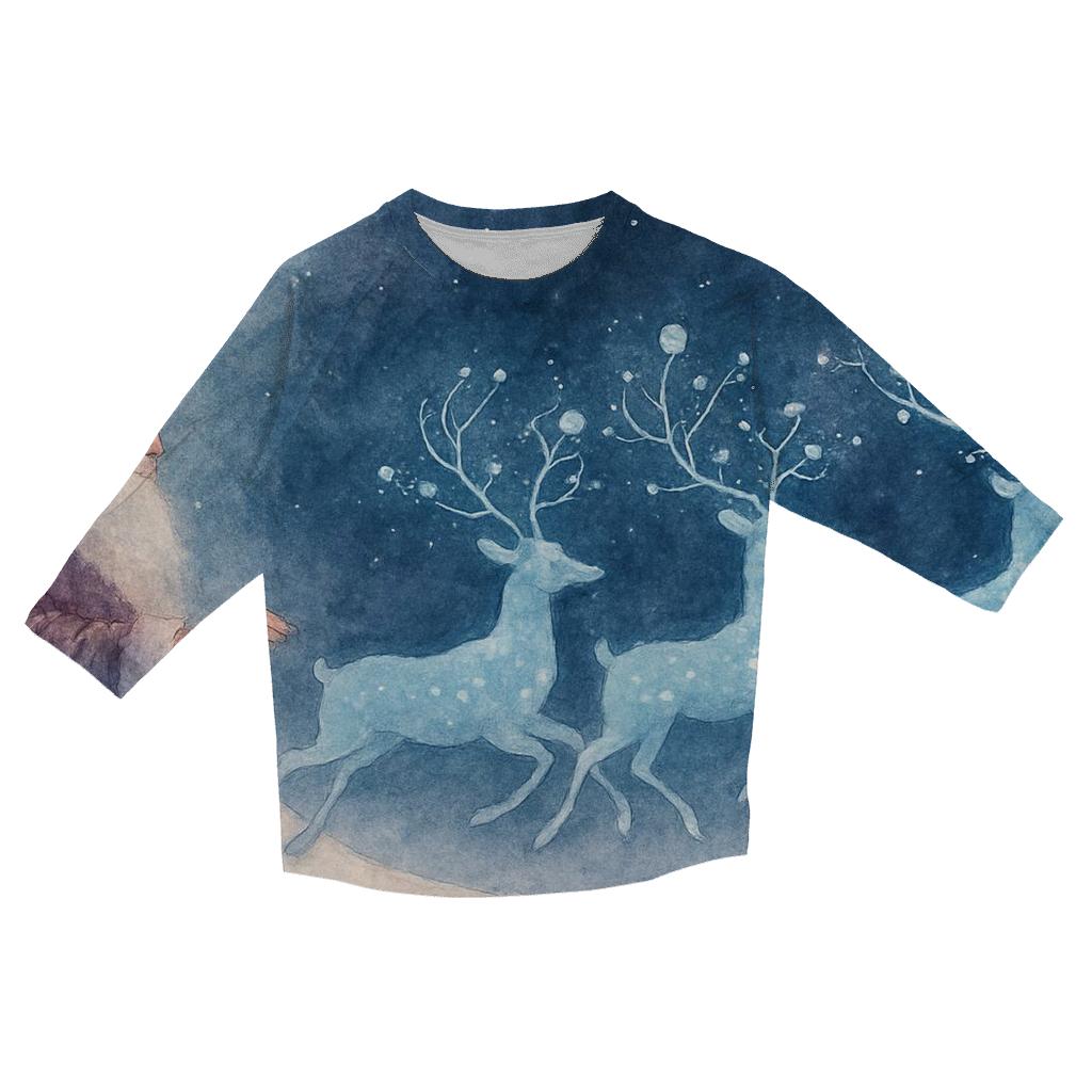Galactic Reindeer Parade printed three quarter sleeve shirts