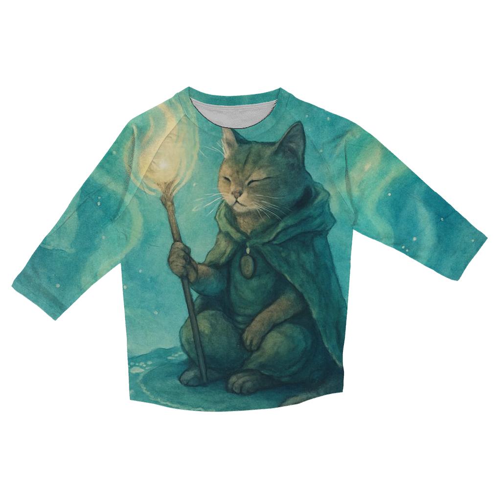 Aurora Shaman Cat Ritual printed three quarter sleeve shirts