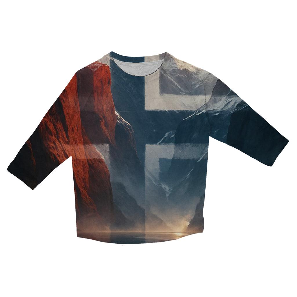 Nordic Ice Fjord Norwegian Flag Mirage casual three quarter sleeve shirts