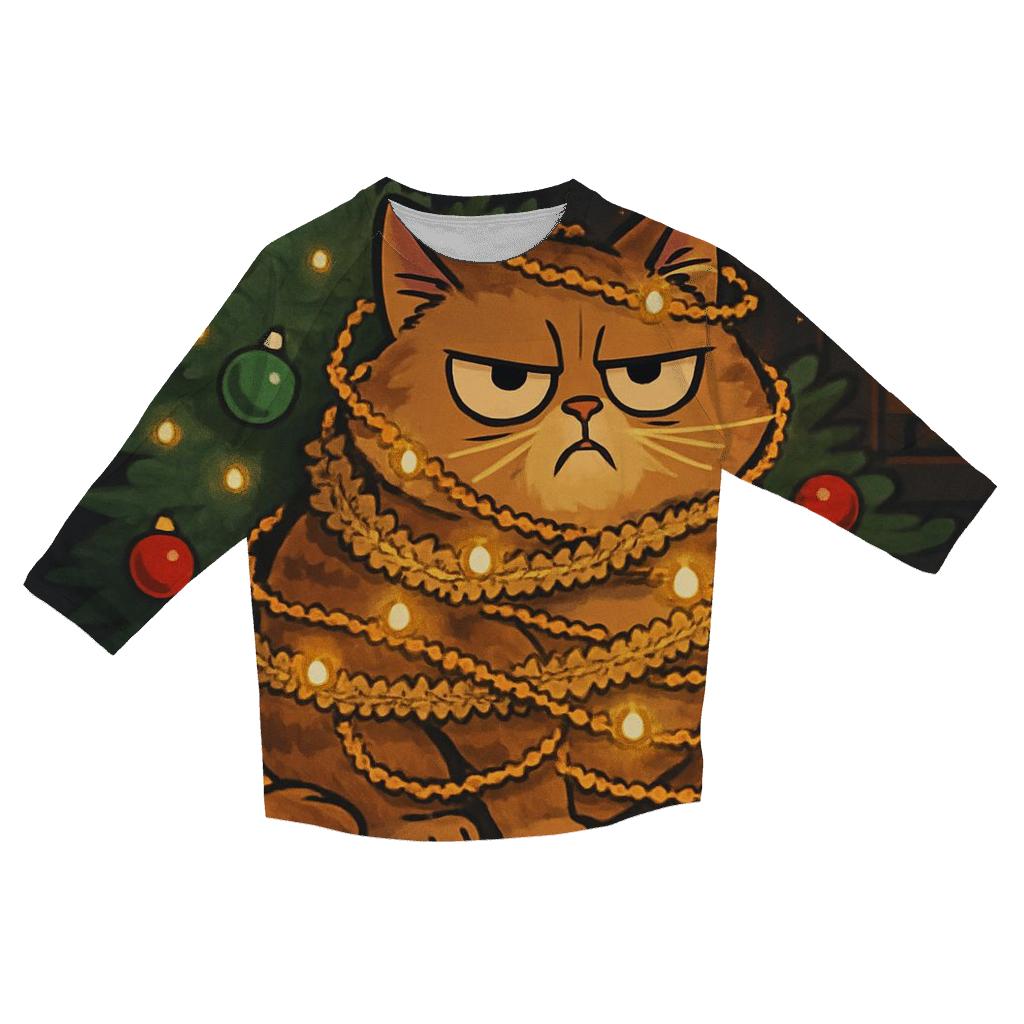 Grumpy Cat In Tinsel Trouble cotton quarter sleeve shirts