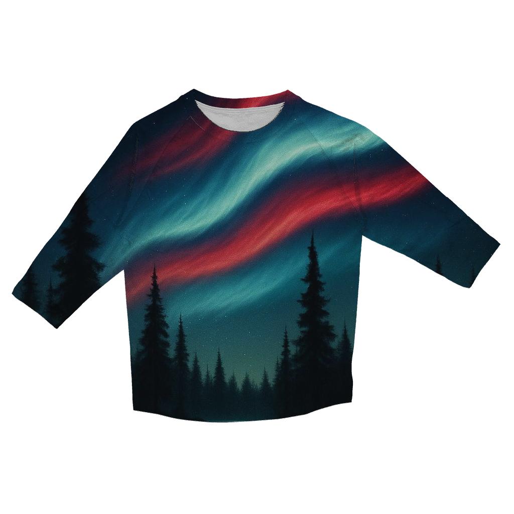 Aurora Stripes Over Pines casual three quarter sleeve shirts