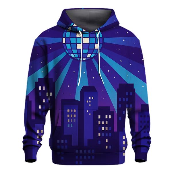 Disco City Skyline Glow heavyweight hoodies