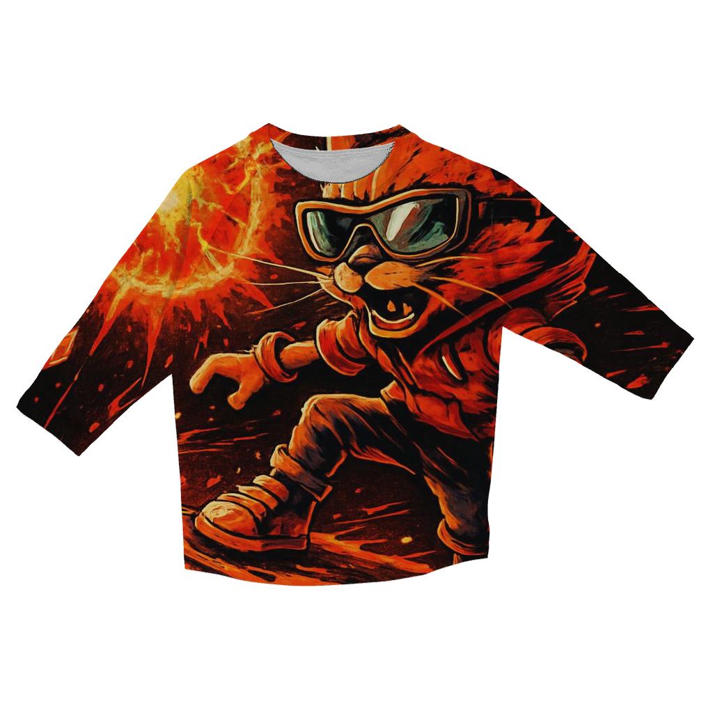 Supernova Street Racer Cat printed three quarter sleeve shirts