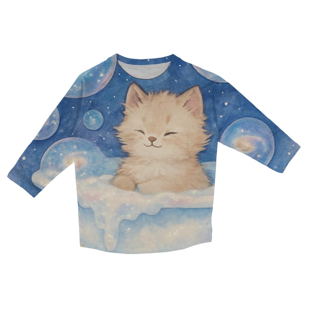Galaxy Bubble Bath Kitten cotton quarter sleeve shirts