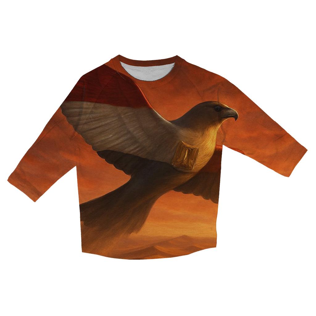 Egyptian Desert Falcon Flag Silhouette fashion 3/4 sleeve shirts