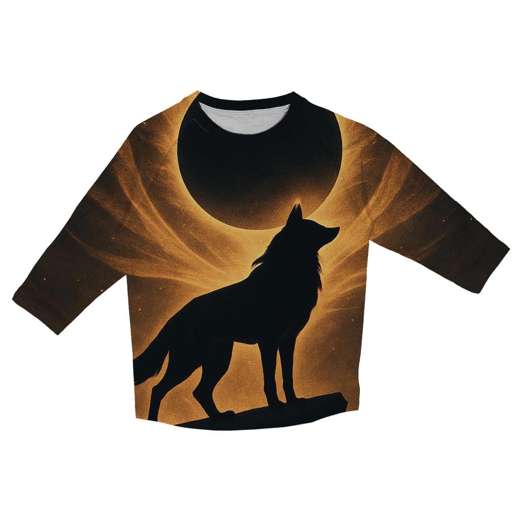 Solar Eclipse Shadow Wolf cotton quarter sleeve shirts