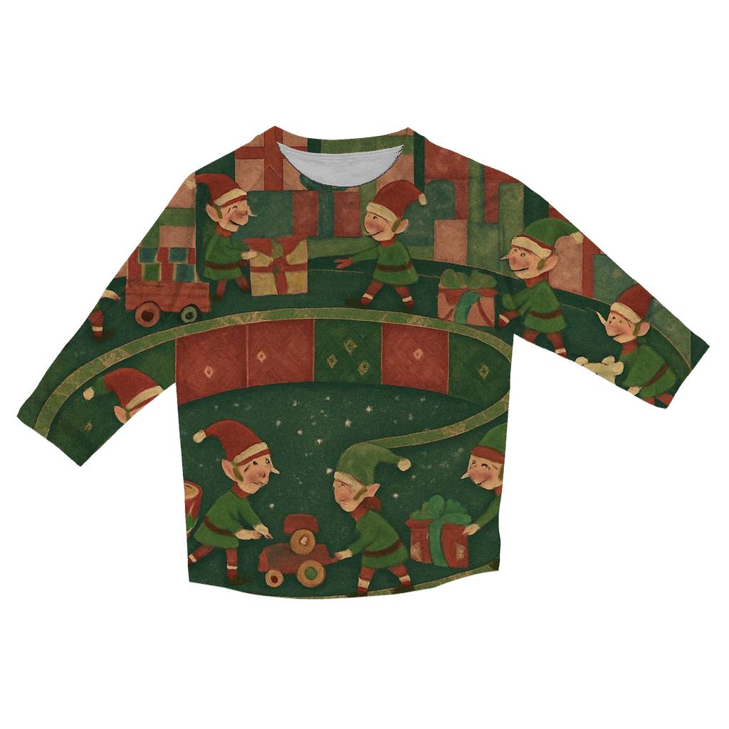 Elves Winter Workshop Assembly Line stylish quarter sleeve tops