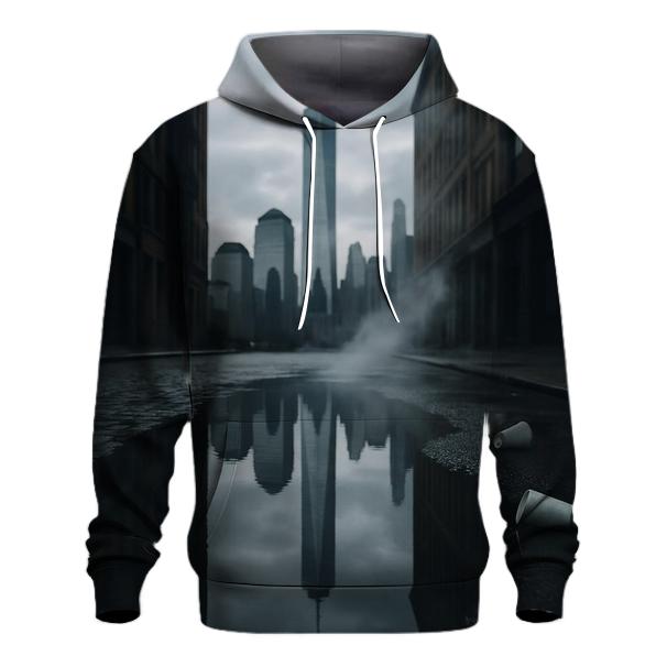 Financial District Reflections In Puddle embroidered hoodies