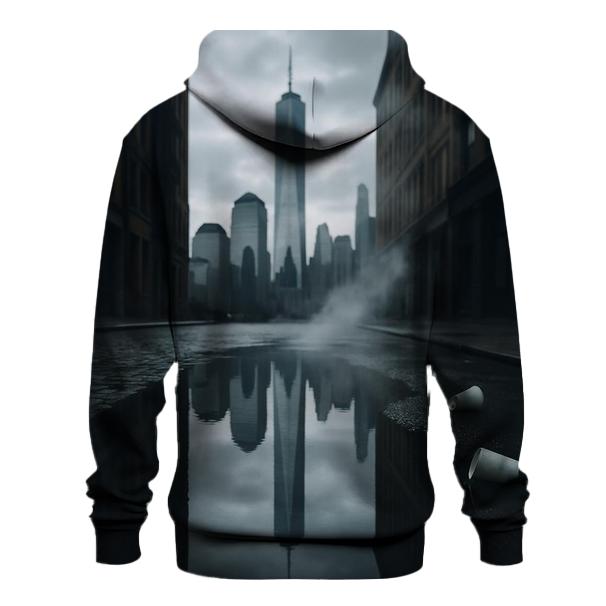 Financial District Reflections In Puddle embroidered hoodies