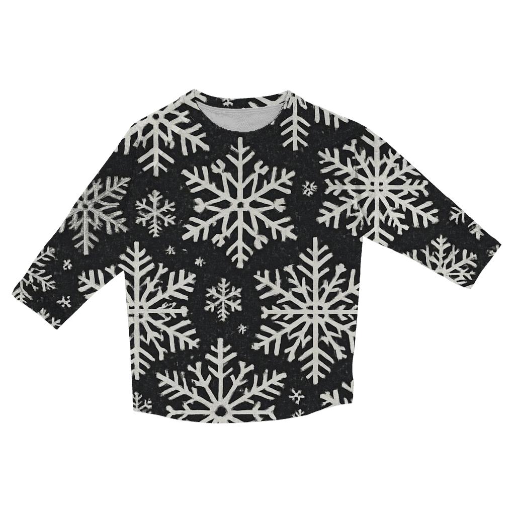 Midnight Snowflake Tessellation With Silver Glow casual three quarter sleeve shirts