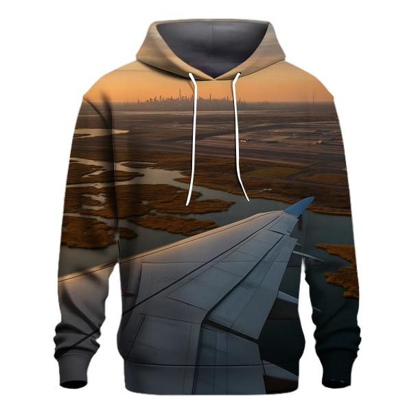 Aerial Approach Over Jamaica Bay Skyline Distant hoodies fashion