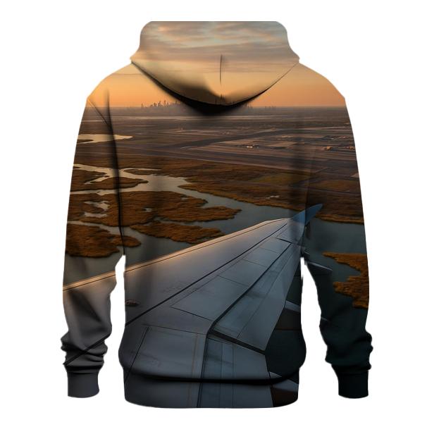 Aerial Approach Over Jamaica Bay Skyline Distant hoodies fashion