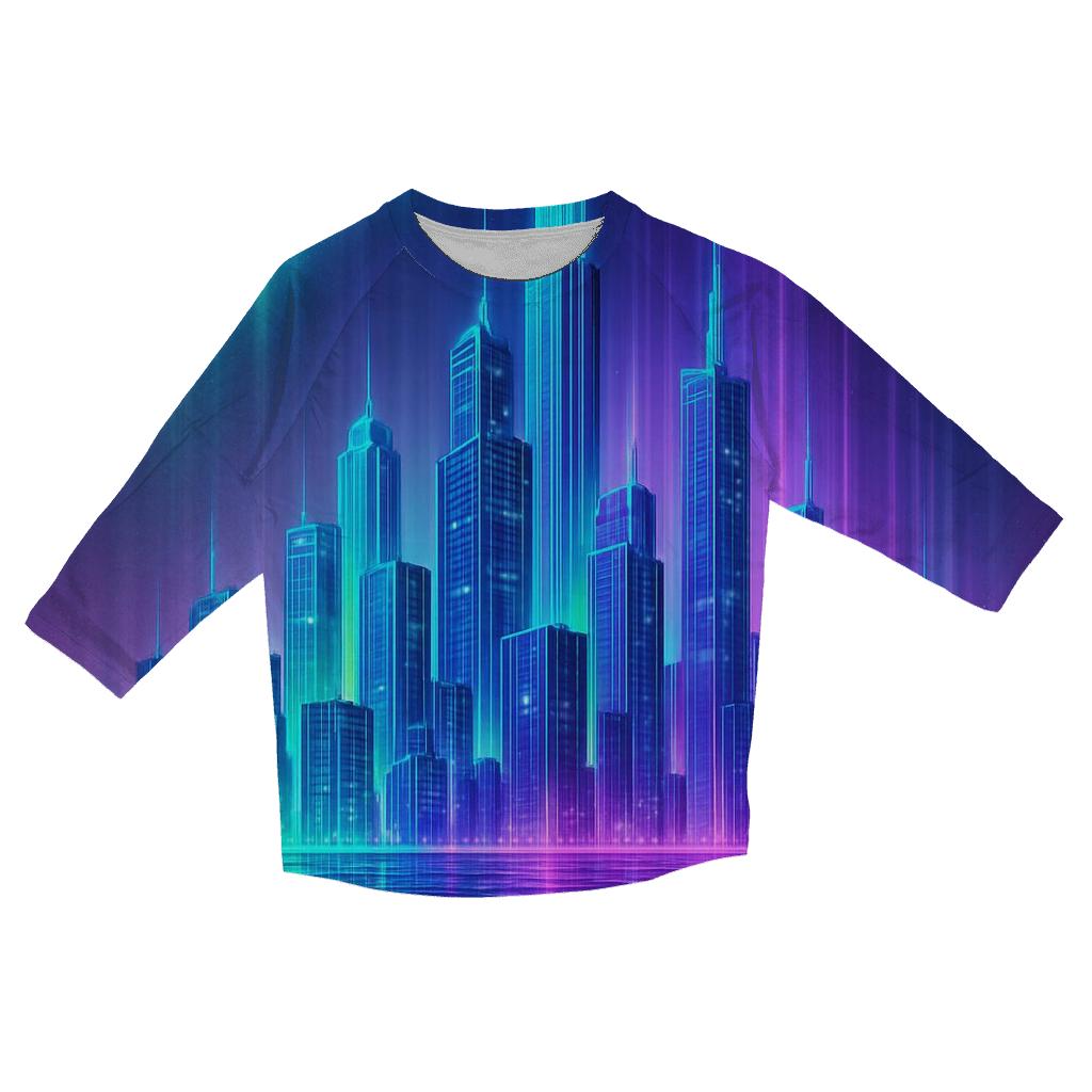 Luminous Tides Gradient City custom 3/4 sleeve shirts