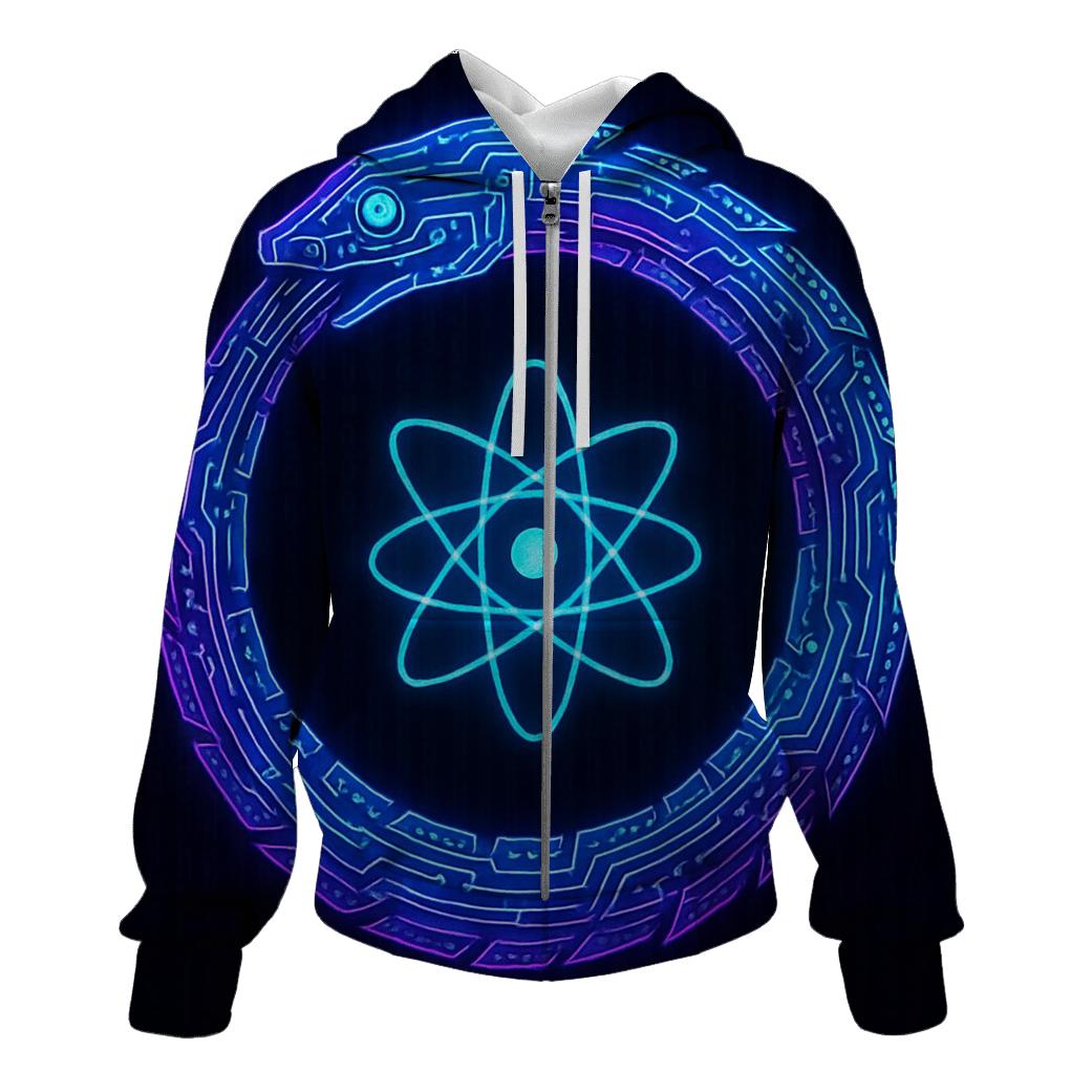 Quantum Circuit Ouroboros printed hoodies