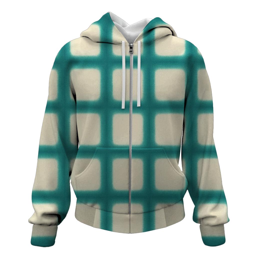 Teal Itajime Lantern Grid printed hoodies