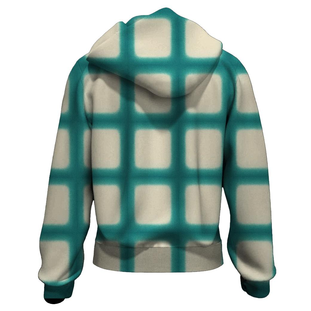 Teal Itajime Lantern Grid printed hoodies