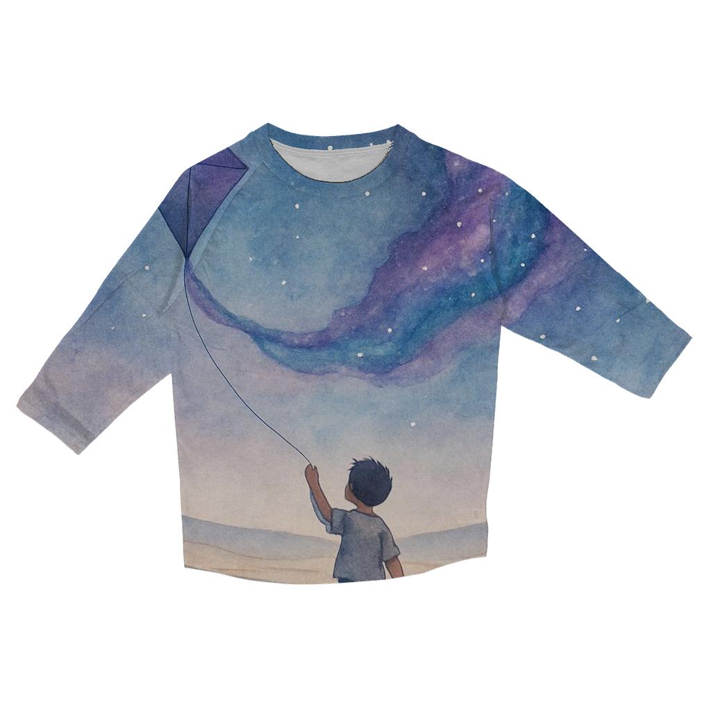 Cosmic Kite Over Desert Dunes casual three quarter sleeve shirts