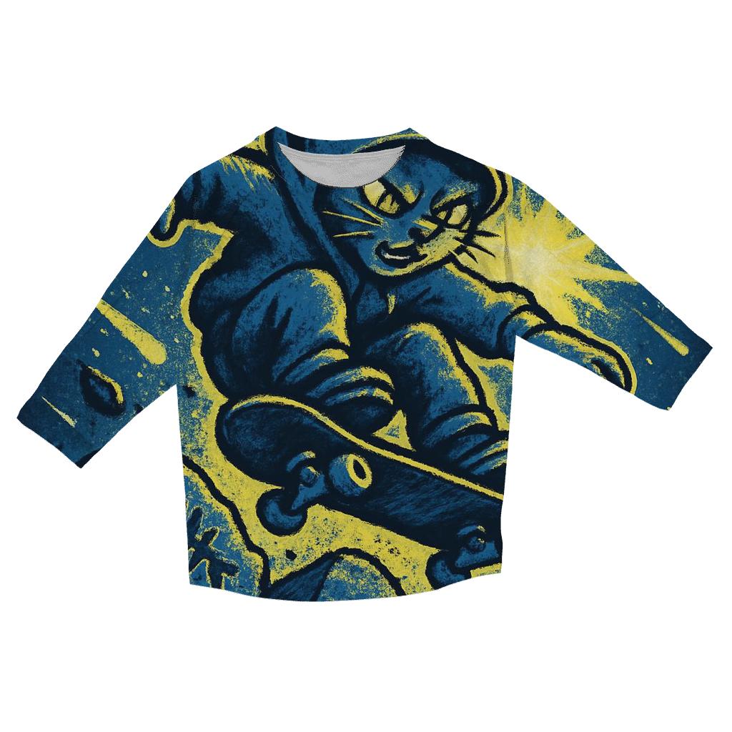 Meteor Shower Skatepark Cat stylish quarter sleeve tops