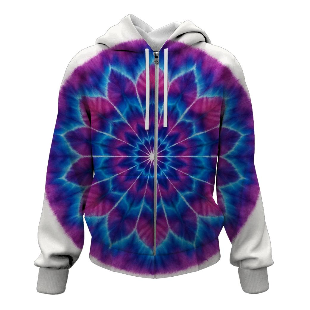 Magenta Cyan Mandala Radiance graphic hoodies