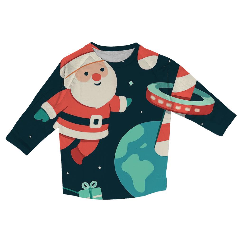 Orbiting Candy Cane Station fashion 3/4 sleeve shirts