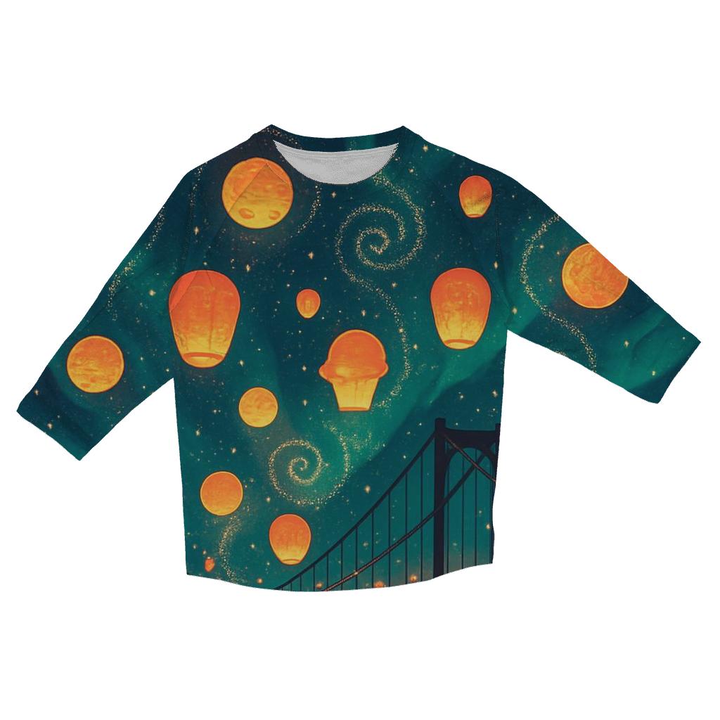 Orbiting Lanterns Of The Star Festival printed three quarter sleeve shirts