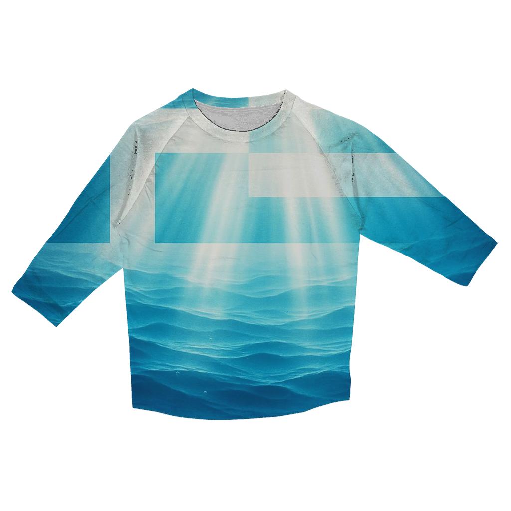 Ocean Heart Of The Greek Flag printed three quarter sleeve shirts