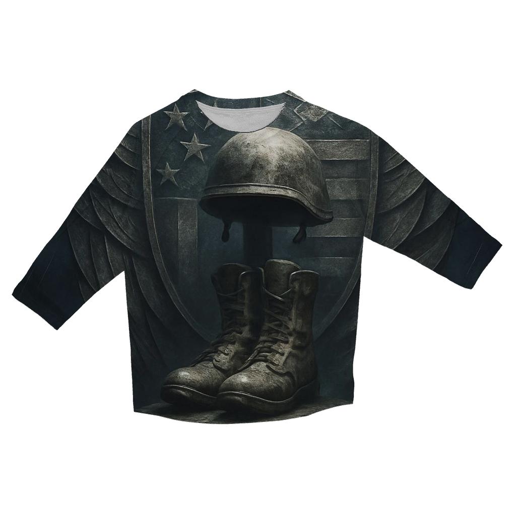 Shield Of Wings And Stripes stylish quarter sleeve tops