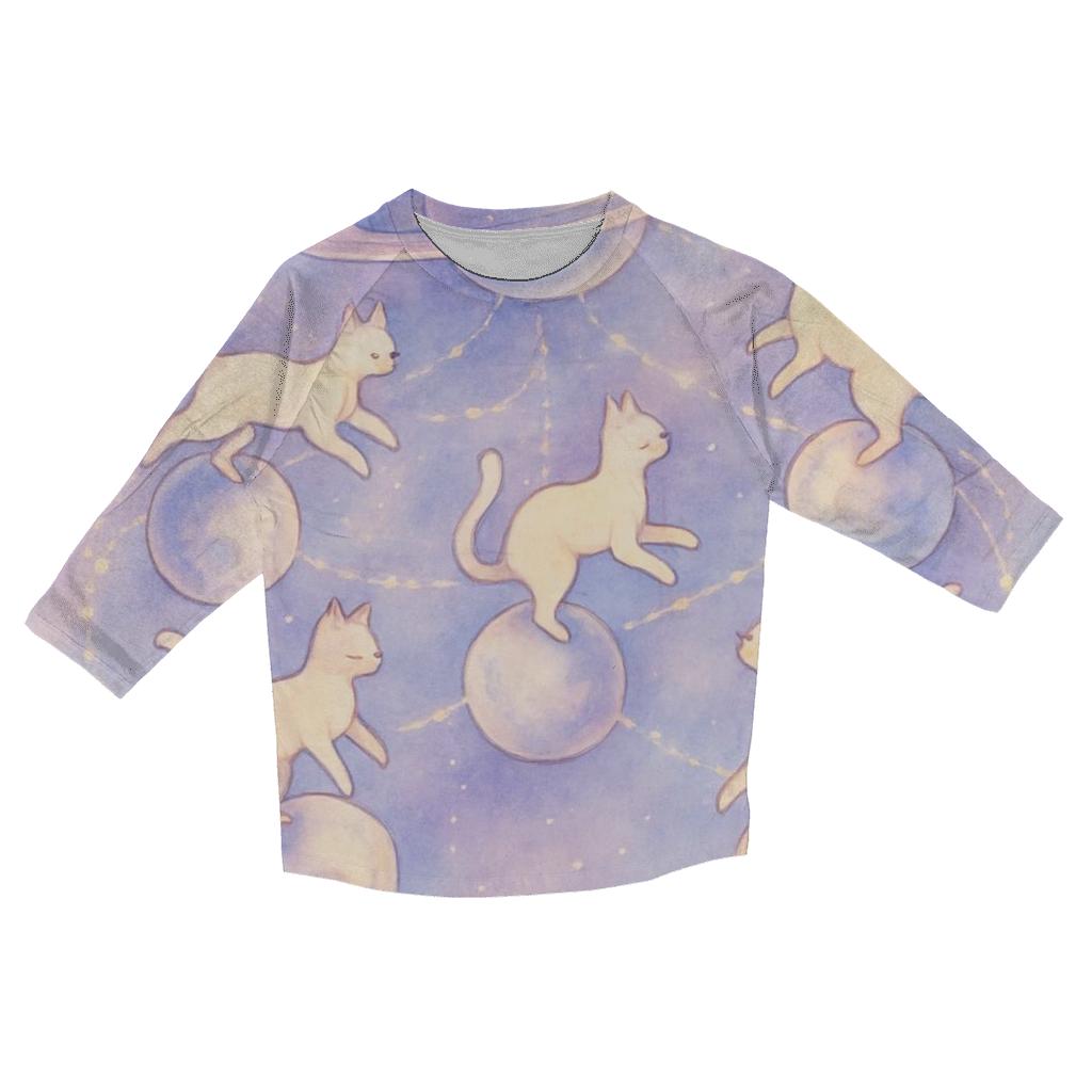 Celestial Carousel Of Cats casual three quarter sleeve shirts