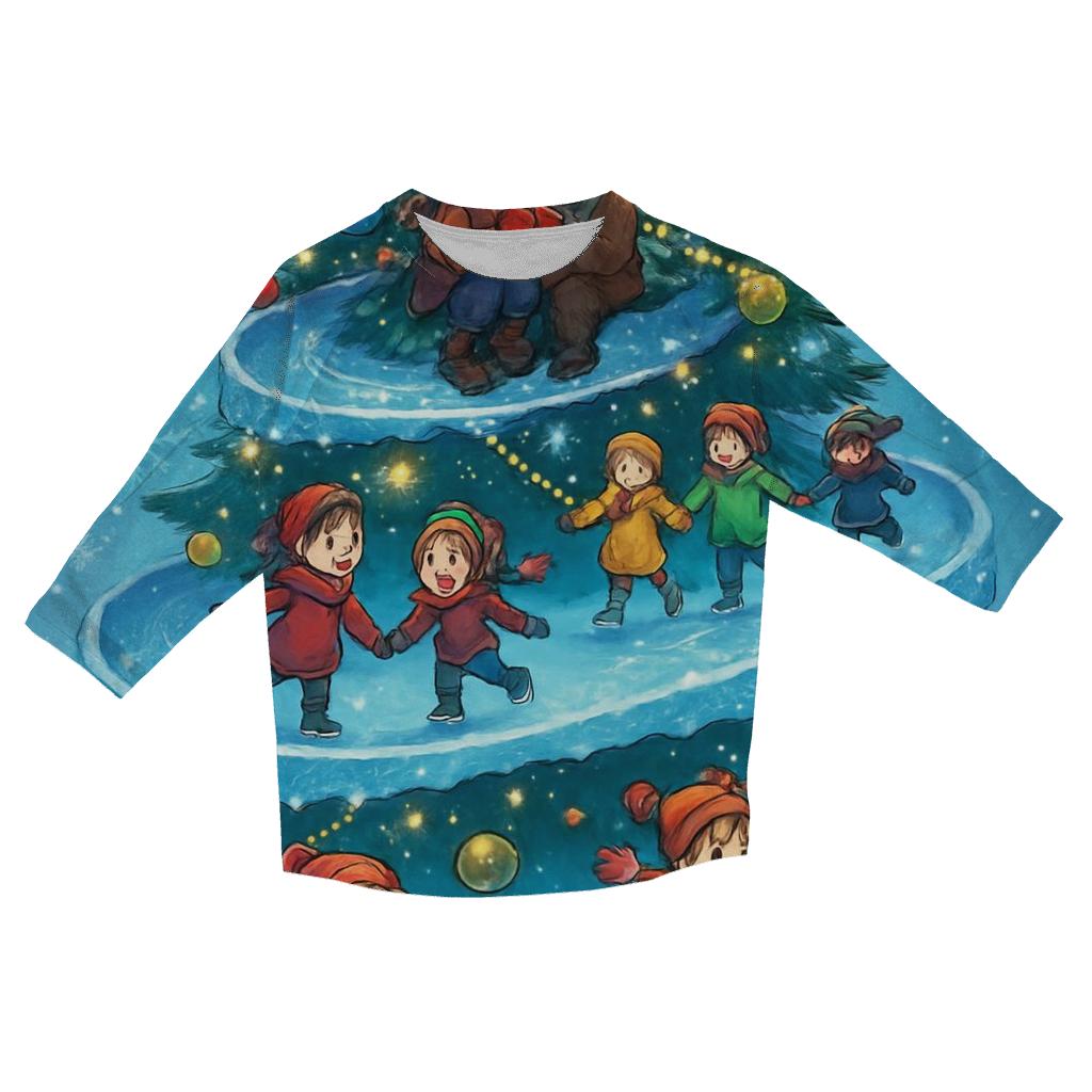 Christmas Tree Skating Rink Spiral personalized 3/4 sleeve tees