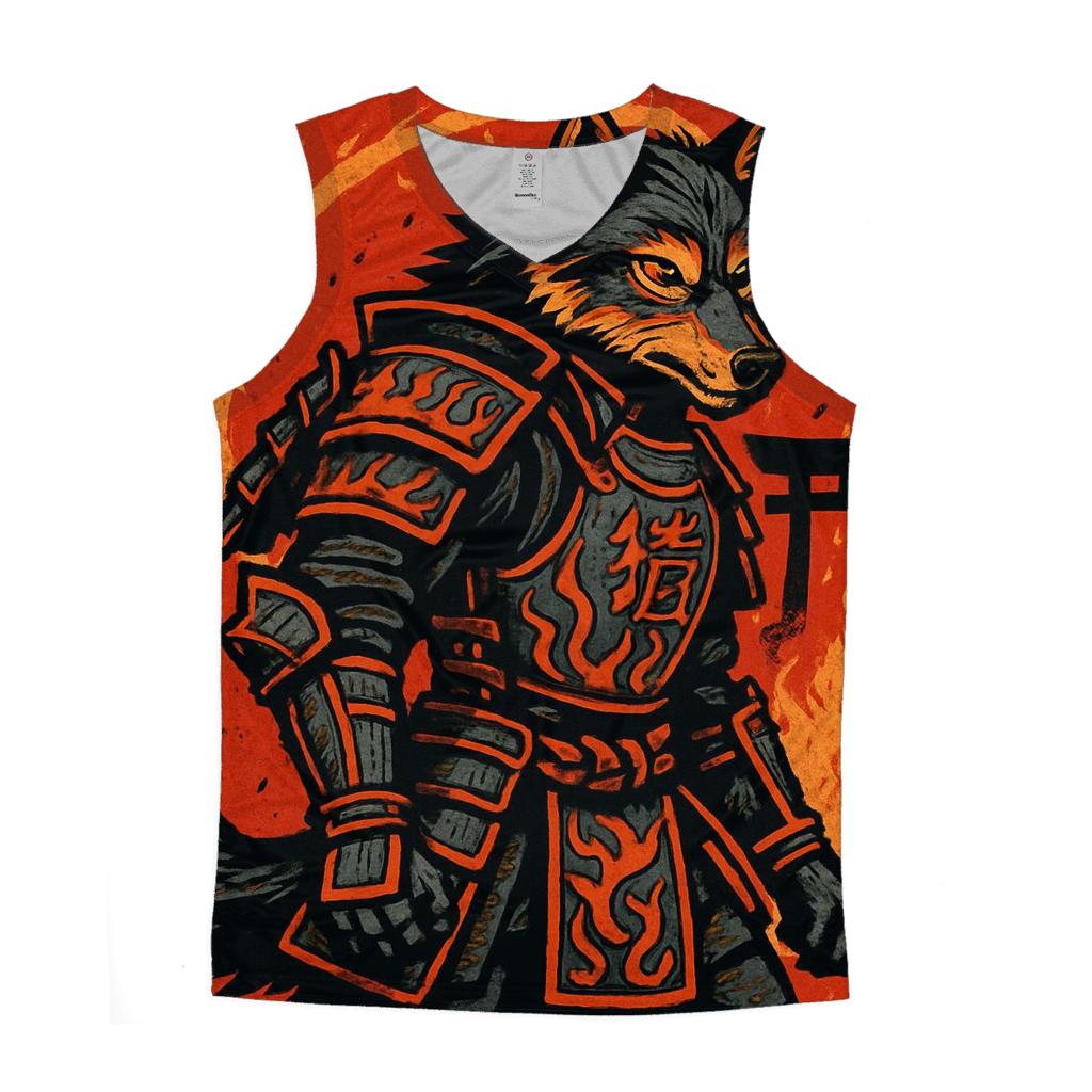 Samurai Ember Wolf cotton sleeveless tops