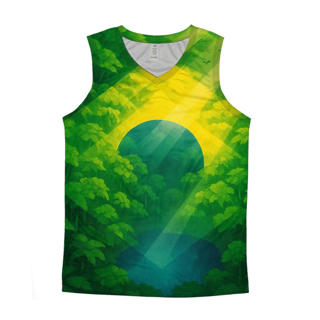 Brazilian Rainforest Canopy Flag Morph cotton sleeveless tops