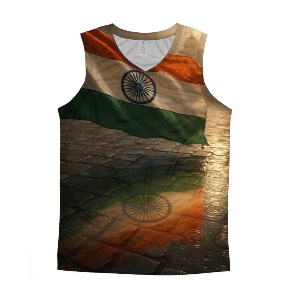 Indian Monsoon Sky Flag Reflection personalized athletic tanks