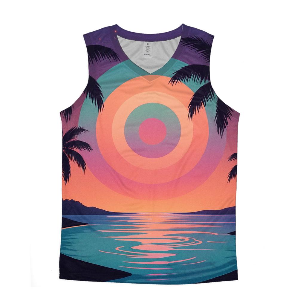 Celestial Lagoon Dusk graphic print tank tops