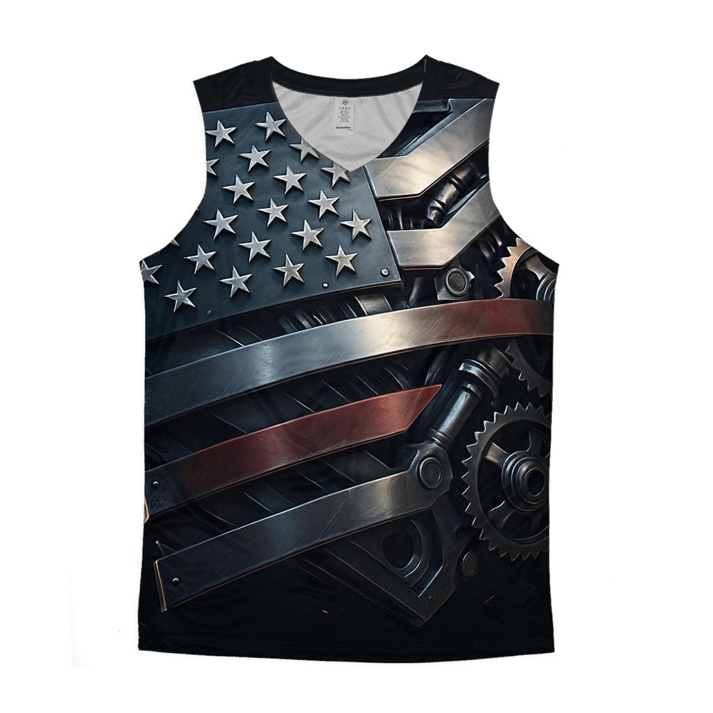 Mechanized Stars And Steel Stripes personalized athletic tanks