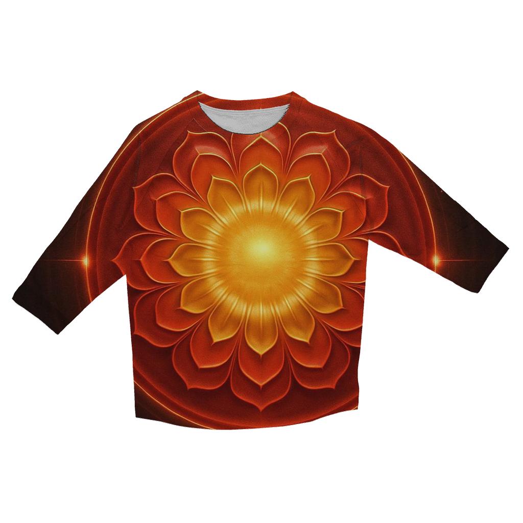 Solar Bloom Gradient Halo printed three quarter sleeve shirts