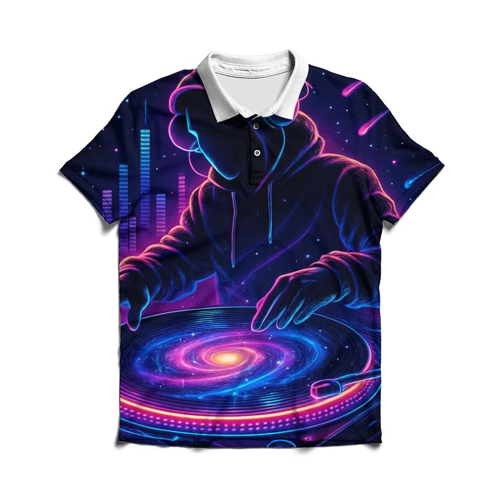 Celestial Vinyl Spin personalized polo shirts