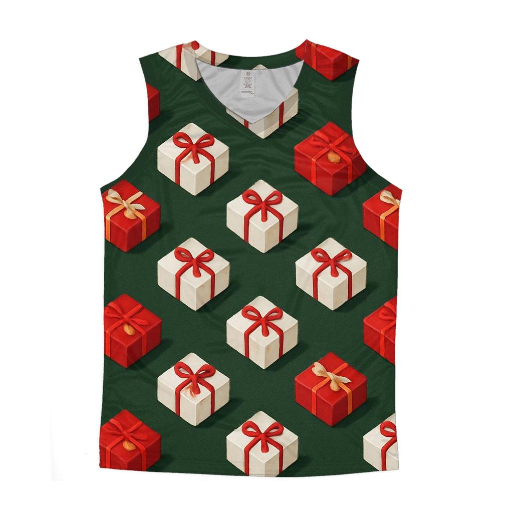 Gift Box Diagonal Parade On Forest Green cotton sleeveless tops