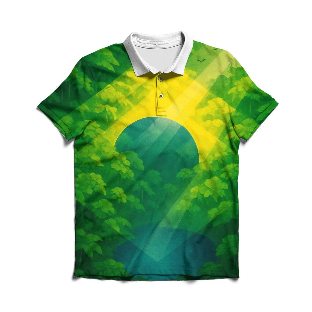 Brazilian Rainforest Canopy Flag Morph branded logo polo shirts