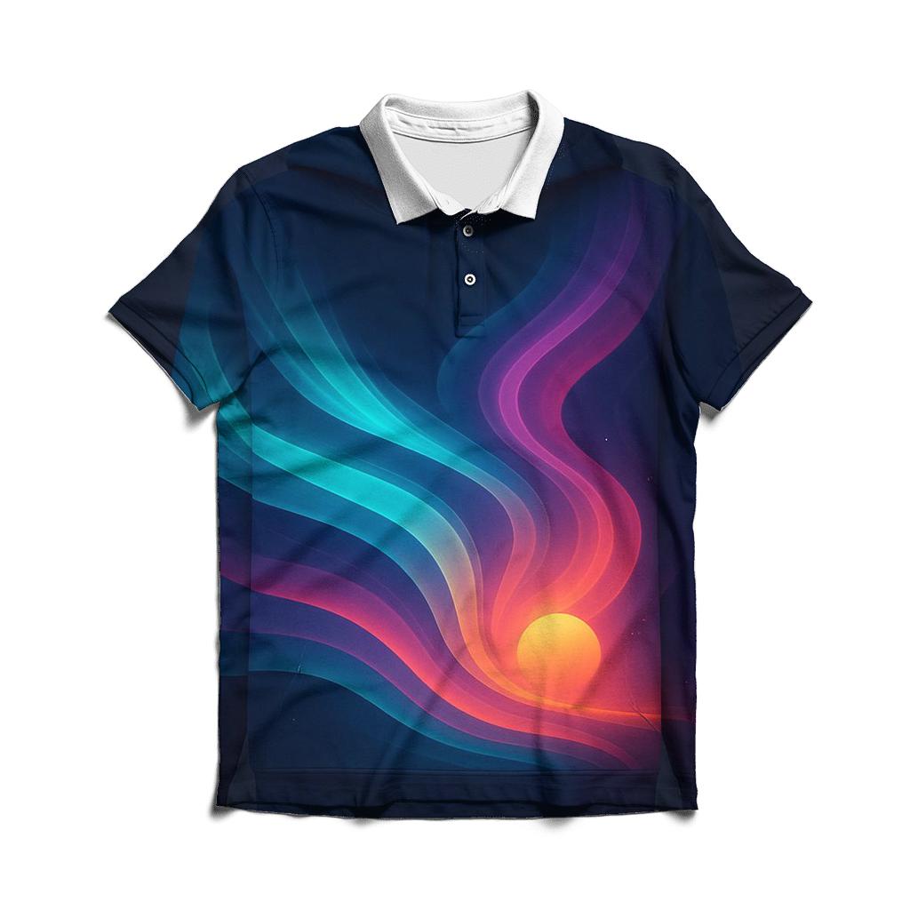 Aurora Sunset Waves embroidered polo tops