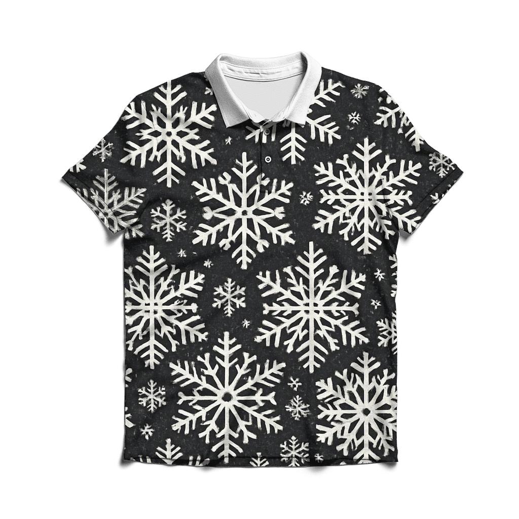 Midnight Snowflake Tessellation With Silver Glow stylish collar polo tees