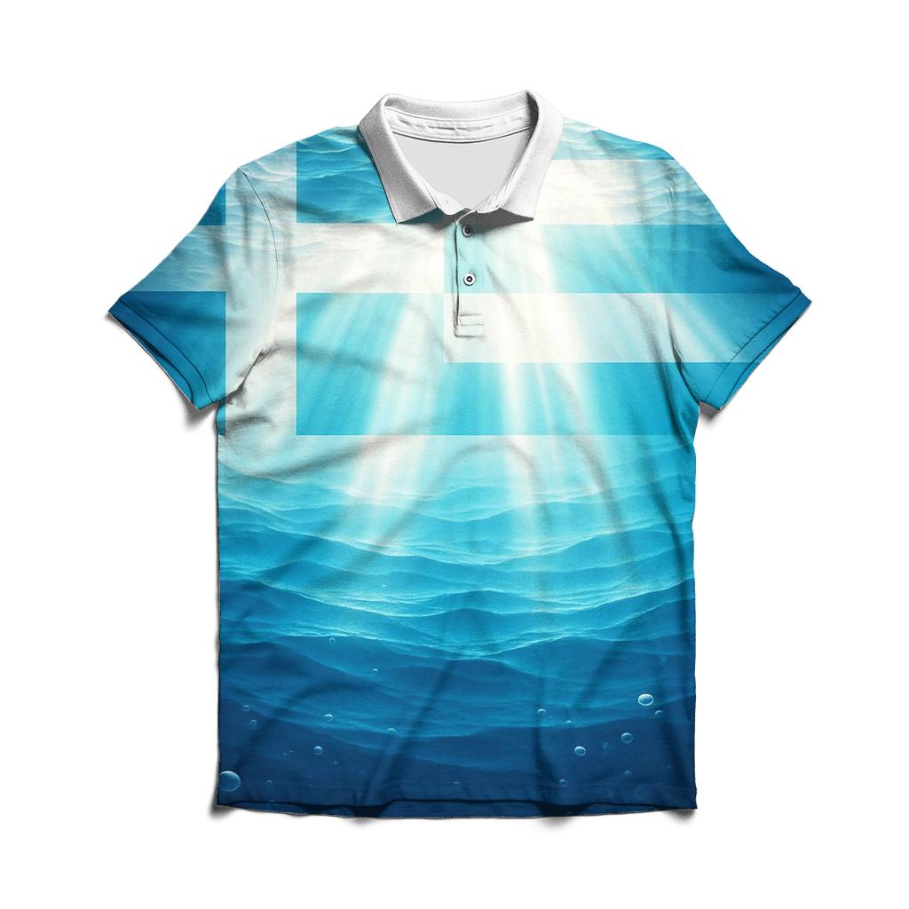 Ocean Heart Of The Greek Flag casual sports polo shirts